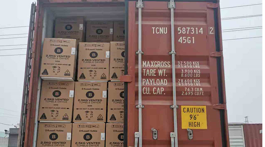 年底沖刺！順利完成英國Russell hobbs客戶的滾筒干衣機出貨